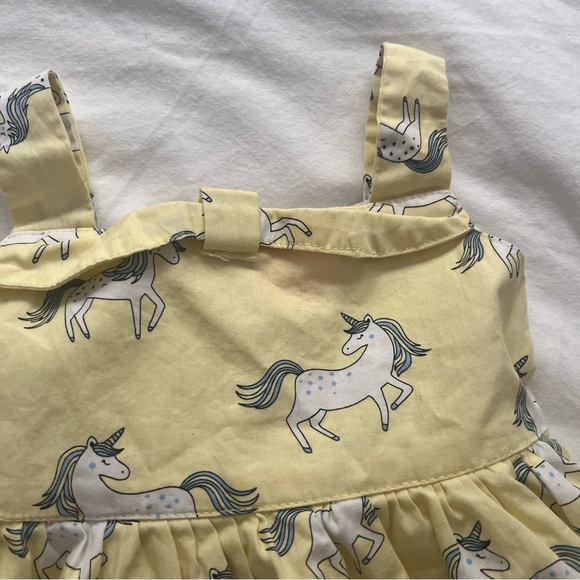 Lot (2) Baby Girl Dresses Blue Sanrio Pochacco Yellow Unicorns 12 Months - Picture 9 of 16
